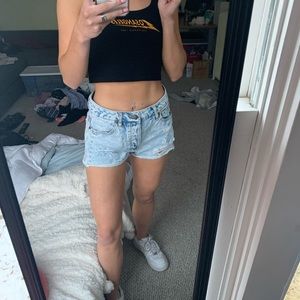 Light wash jean shorts
